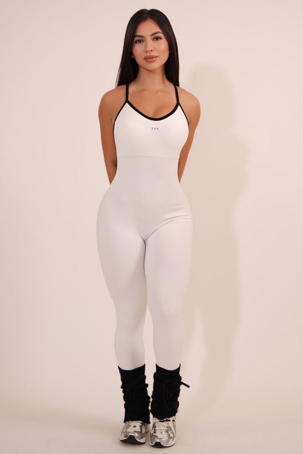 777 Jumpsuit V-cut White