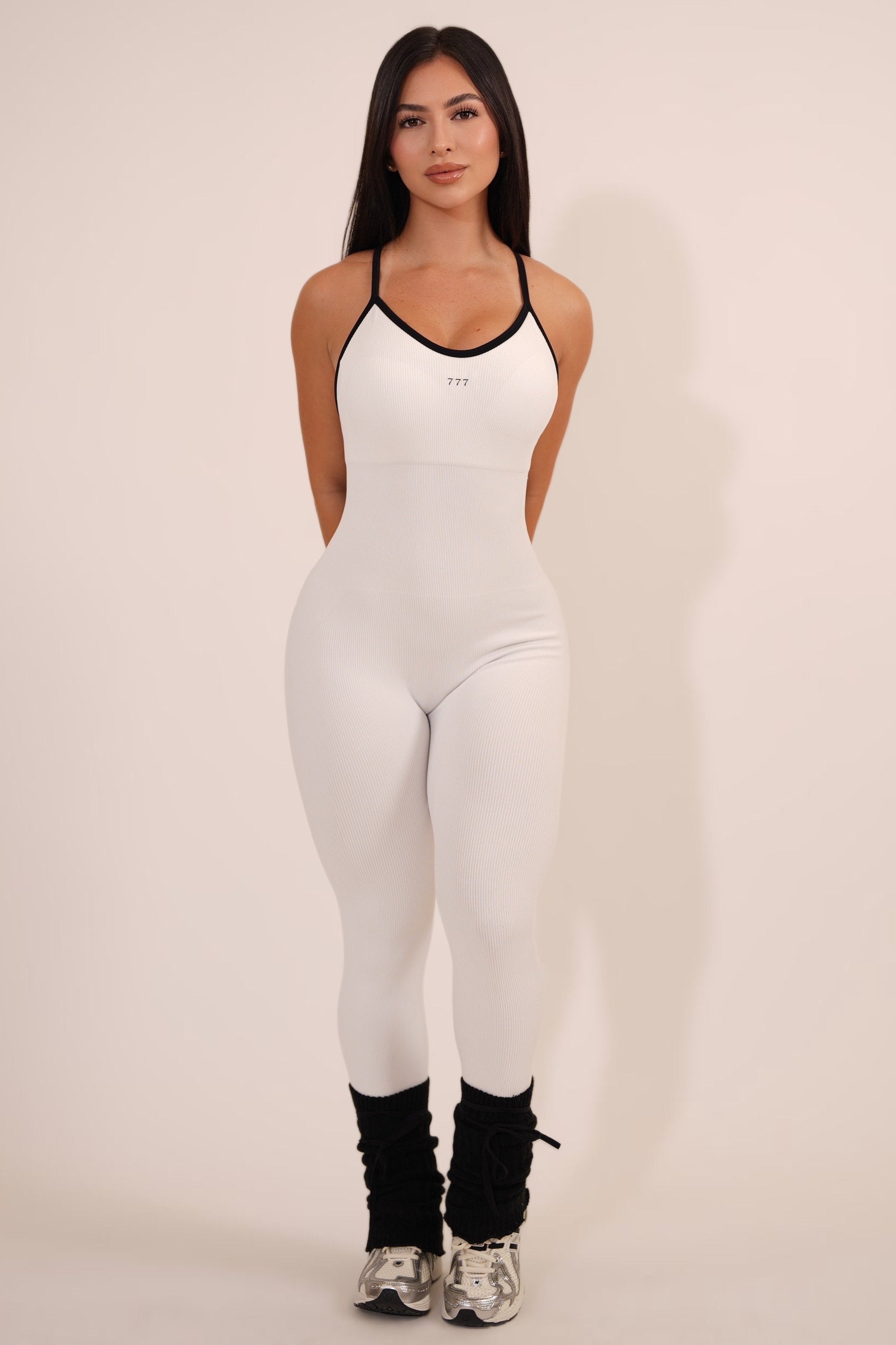 777 Jumpsuit V-cut White